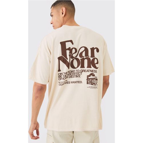 Camiseta Oversize Con Lavado A La Piedra Y Estampado Fear None - boohoo - Modalova
