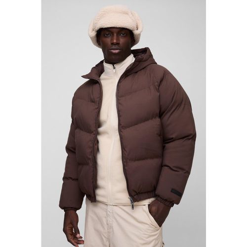 Cappotto piumino Man Regular Fit marrone con cappuccio - boohoo - Modalova