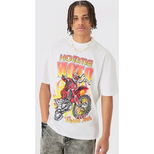 Camiseta Oversize Con Estampado Homme Moto - boohoo - Modalova