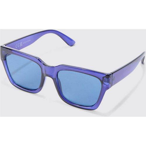 Square Plastic Sunglasses In Blue - boohoo - Modalova