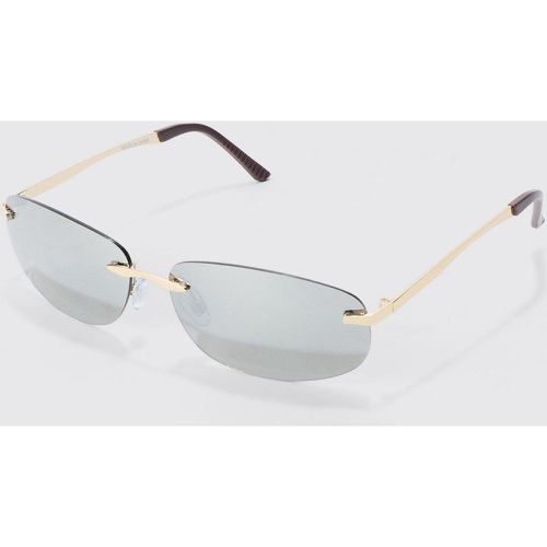 Square Lens Frameless Sunglasses In Silver - boohoo - Modalova