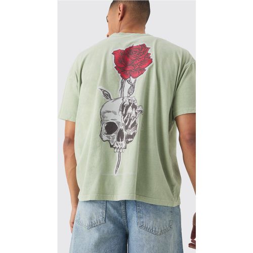 Camiseta Oversize Con Estampado Desteñido De Rosa Y Calavera - boohoo - Modalova