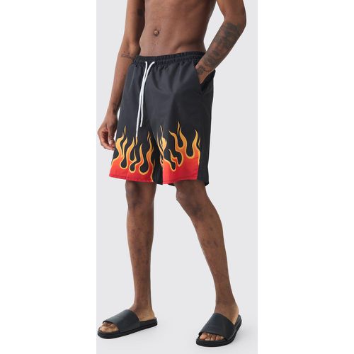 Tall Flame Hem Print Swim Shorts - boohoo - Modalova