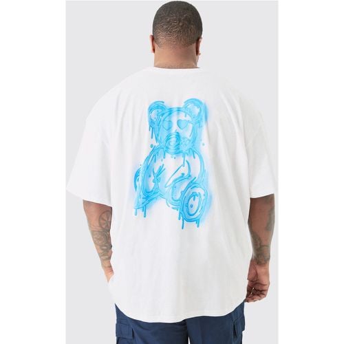T-shirt Plus Size bianca con grafica Teddy gocciolante sul retro - boohoo - Modalova