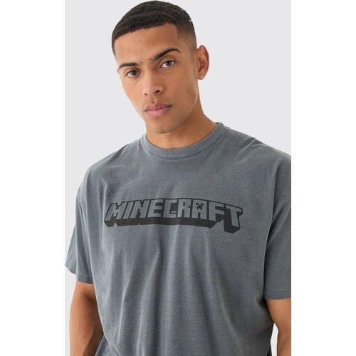 Camiseta Oversize Con Lavado A La Piedra Y Estampado De Minecraft - boohoo - Modalova