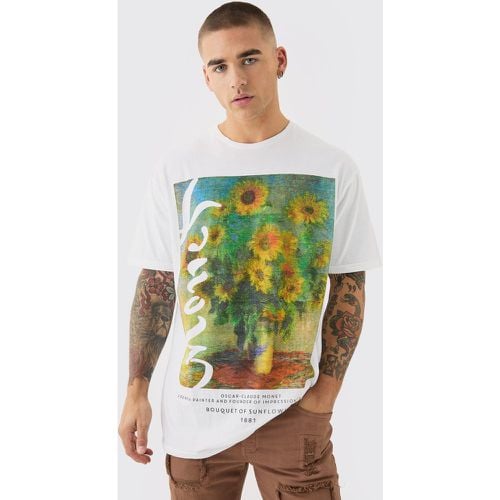 Camiseta Oversize Con Estampado De Van Gogh Y Estampado De Girasoles - boohoo - Modalova