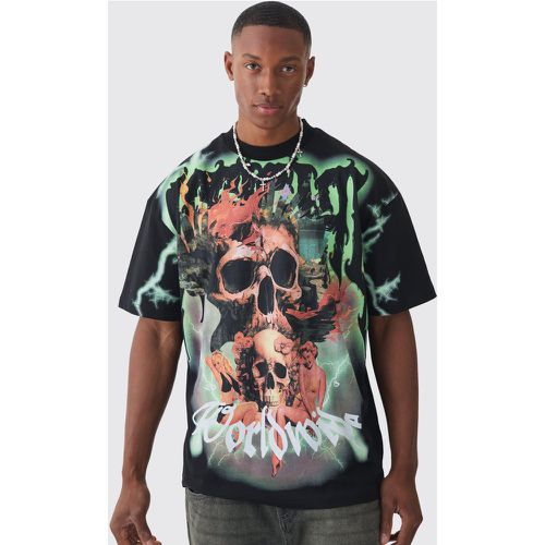 Oversized Extended Neck Extreme Skull Graphic T-shirt - boohoo - Modalova
