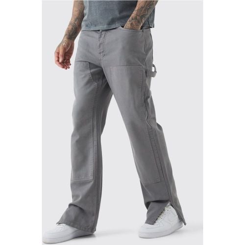 Pantalón Tall Holgado Estilo Carpintero Sobreteñido Con Abertura En El Bajo En Color Carbón - boohoo - Modalova