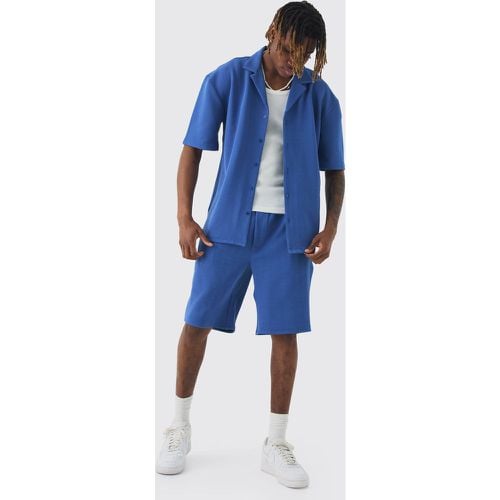 Conjunto Tall De Pantalón Corto Y Camisa Con Detalle De Espiguilla En Color Cobalto - boohoo - Modalova