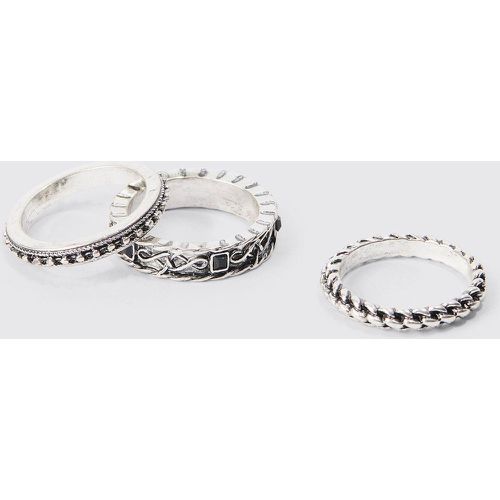 Stacked Ring In Silver, Gris - boohoo - Modalova