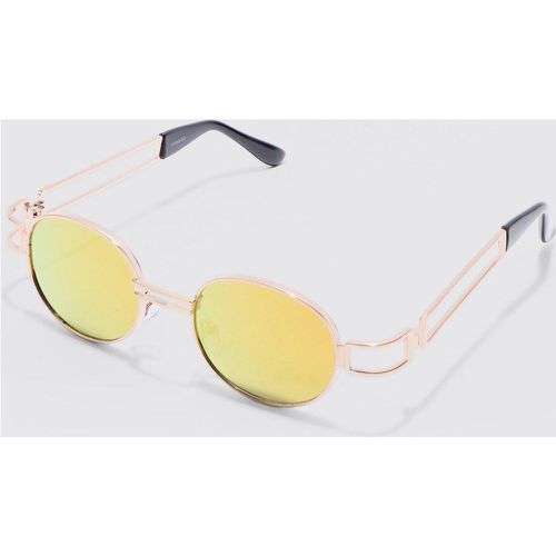 Round Metal Frame Mirror Lens Sunglasses In Gold - boohoo - Modalova
