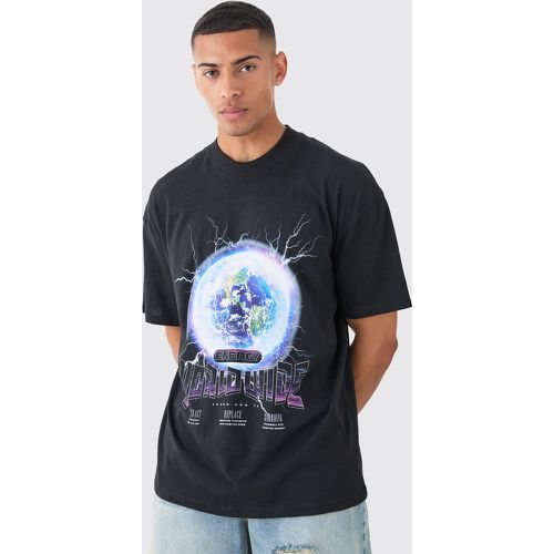 Camiseta Oversize Con Cuello Extendido Y Estampado Gráfico De Earth - boohoo - Modalova
