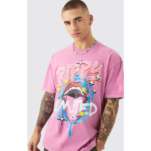 Camiseta Oversize Con Estampado Gráfico De Labios Psicodélicos - boohoo - Modalova