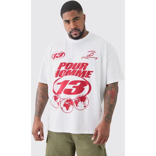 T-shirt Plus Size bianca da moto Pour Homme - boohoo - Modalova