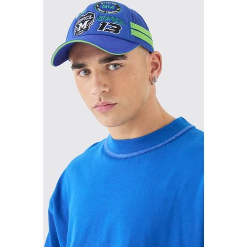 Cappello da baseball Trucker blu con stemmi in schiuma - boohoo - Modalova