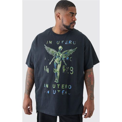 T-shirt Plus Size oversize nera dei Nirvana Utero - boohoo - Modalova
