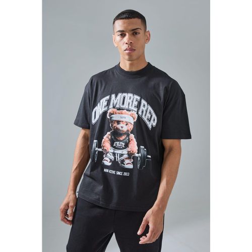 T-shirt oversize Man Active Teddy da sollevamento pesi con girocollo esteso - boohoo - Modalova