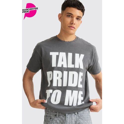 T-shirt squadrata oversize con slogan Pride To Me effetto smagliato - boohoo - Modalova
