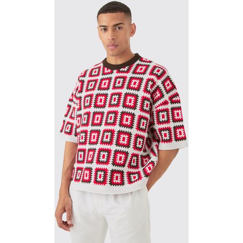 Camiseta Oversize De Croché, Rojo - boohoo - Modalova