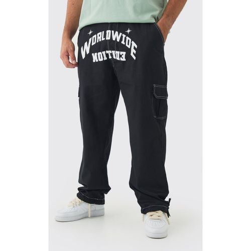 Pantalón Plus Cargo Holgado Con Estampado Worldwide - boohoo - Modalova