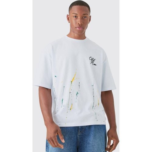 Camiseta Oversize Recta Con Salpicadura De Pintura - boohoo - Modalova