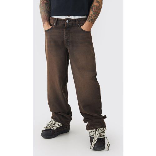 Jeans extra comodi marroni in denim rigido con doppia fascia in vita - boohoo - Modalova