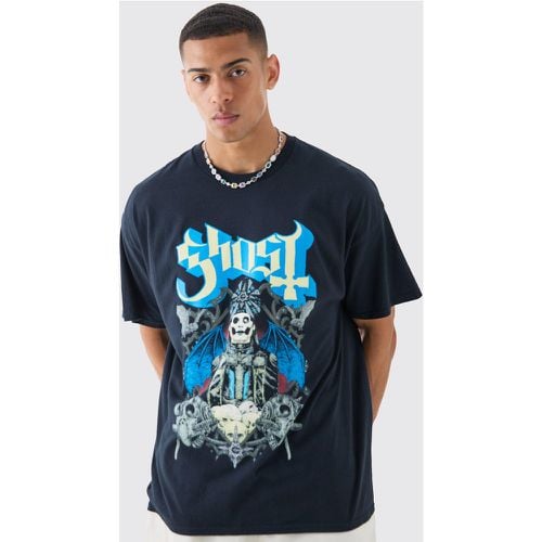 Camiseta Oversize Con Lavado A La Piedra Y Estampado De Ghost Band - boohoo - Modalova