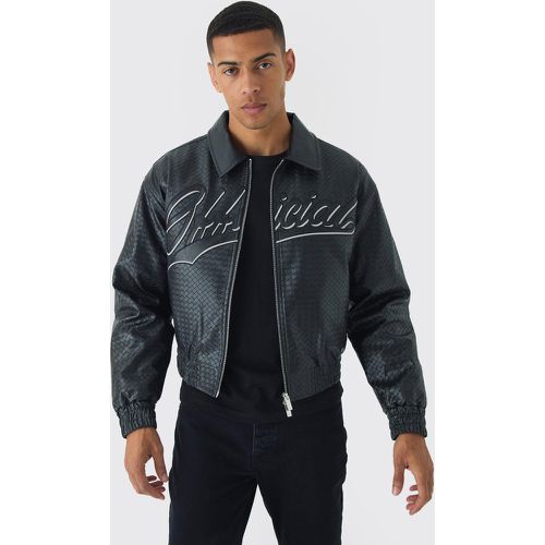 Chaqueta Bomber Recta Official Negra De Cuero Sintético - boohoo - Modalova