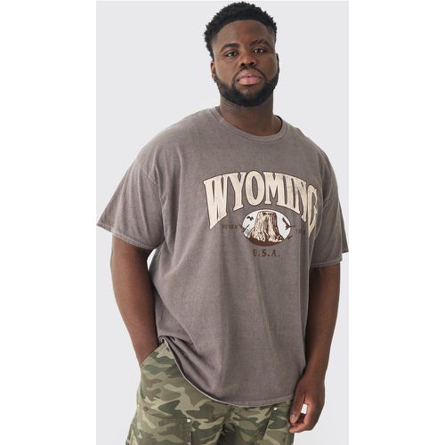 Camiseta Plus Oversize Con Estampado Desteñido De Wyoming - boohoo - Modalova