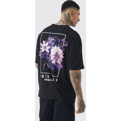 Camiseta Tall Oversize Con Estampado Gráfico De Flores En La Espalda - boohoo - Modalova