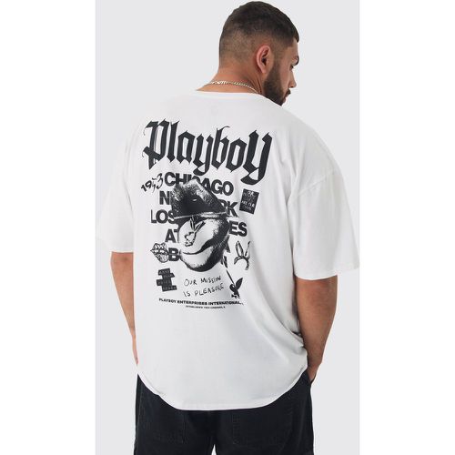 Plus Playboy Back Printed Licensed T-Shirt In White - boohoo - Modalova