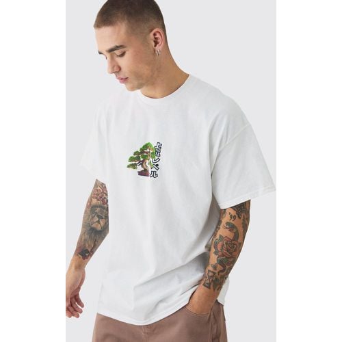 T-shirt oversize con grafica di albero e girocollo esteso - boohoo - Modalova