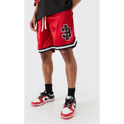 Pantaloncini da basket in rete e raso con applique - boohoo - Modalova