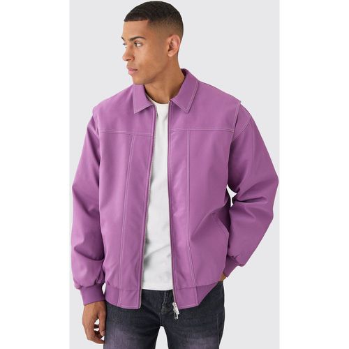 Chaqueta Bomber Oversize Rosa Con Panel De Cuero Sintético - boohoo - Modalova