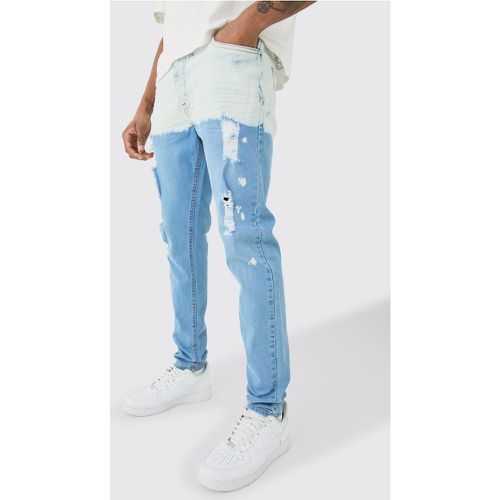 Jeans Tall Skinny Fit Stretch in lavaggio chiaro effetto vernice - boohoo - Modalova
