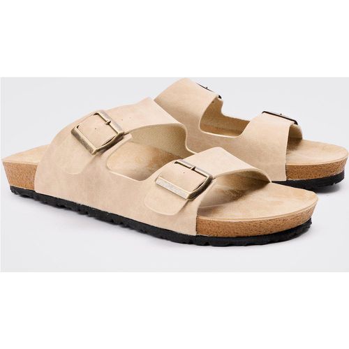Faux Suede Double Buckle Sandals In Taupe - boohoo - Modalova