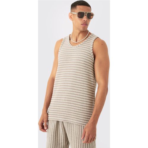 Core Textured Stripe Vest, Beige - boohoo - Modalova