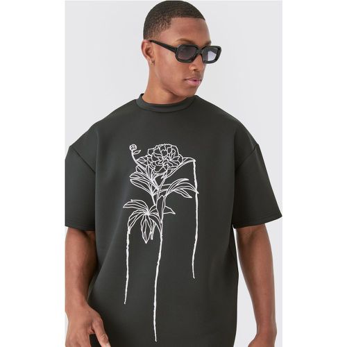 Oversized Floral Line Drawing Scuba T-shirt - boohoo - Modalova