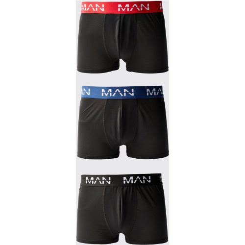 Boxer Man Active per alta performance - set di 3 paia con fascia in vita colorata - boohoo - Modalova