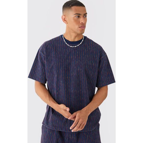 Oversized Indigo Dyed Striped Jaquard Sweatshirt - boohoo - Modalova