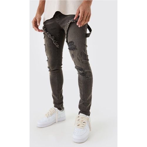 Jeans Carpenter Skinny Fit Stretch strappati marroni - boohoo - Modalova