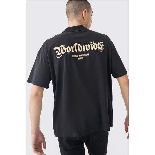 Camiseta Oversize Worldwide, Negro - boohoo - Modalova
