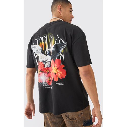 Camiseta Oversize Con Estampado De Flores Renacentistas - boohoo - Modalova