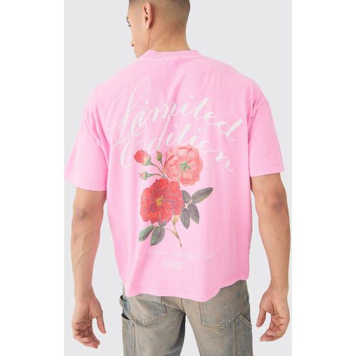 Camiseta Oversize Con Estampado Gráfico De Flores Desteñido - boohoo - Modalova