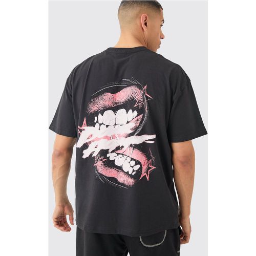 Camiseta Oversize Con Estampado Gráfico De Labios - boohoo - Modalova