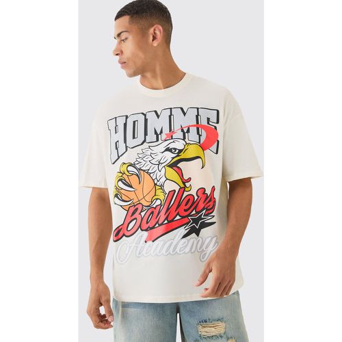 Camiseta Oversize Con Estampado Gráfico Y Estampado Homme De Águila - boohoo - Modalova