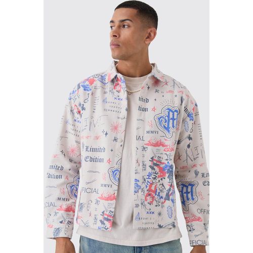 Sobrecamisa Oversize Con Estampado De Grafiti - boohoo - Modalova