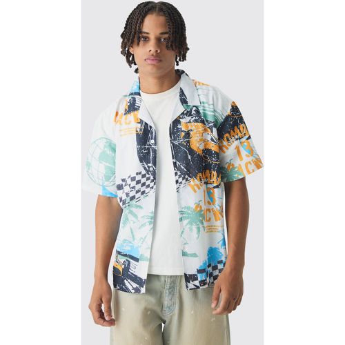 Camisa Oversize Con Estampado De Motociclismo - boohoo - Modalova