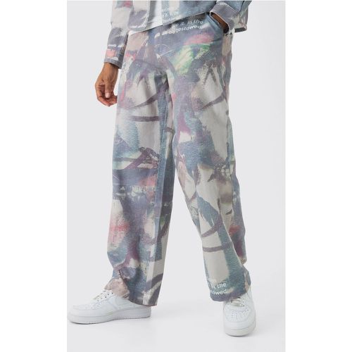 Pantalón Oversize De Sarga Con Estampado De Grafiti - boohoo - Modalova