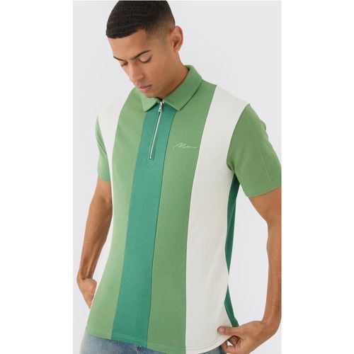 Polo Ajustado Con Cremallera 1/4 Y Colores En Bloque - boohoo - Modalova